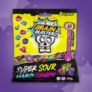 Brain Blasterz Super Sour Hard Candy 8 Flavor 100g 12ct UK Import